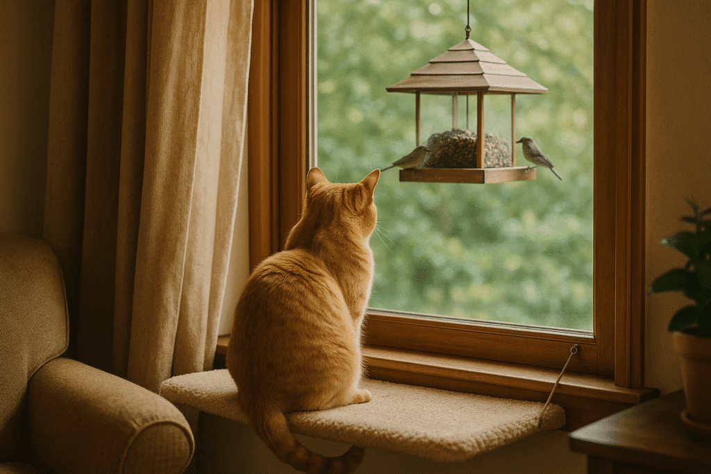 Stimulate your cat’s curiosity with a window perch and natural outdoor views