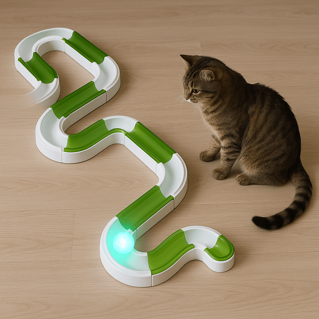 Catit Senses 2.0 Super Circuit modular chase track, one of the best interactive cat toys 2025