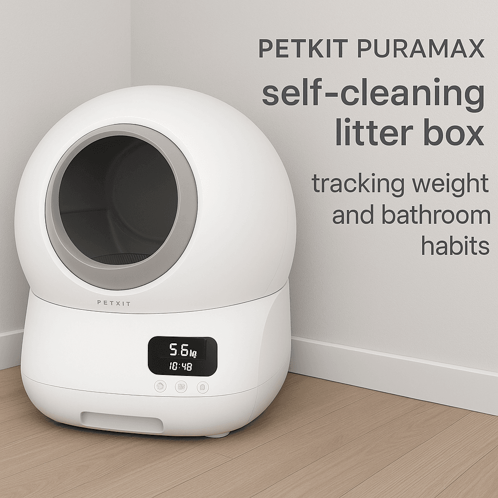 PETKIT PuraMax self-cleaning litter box tracking weight and bathroom habits
