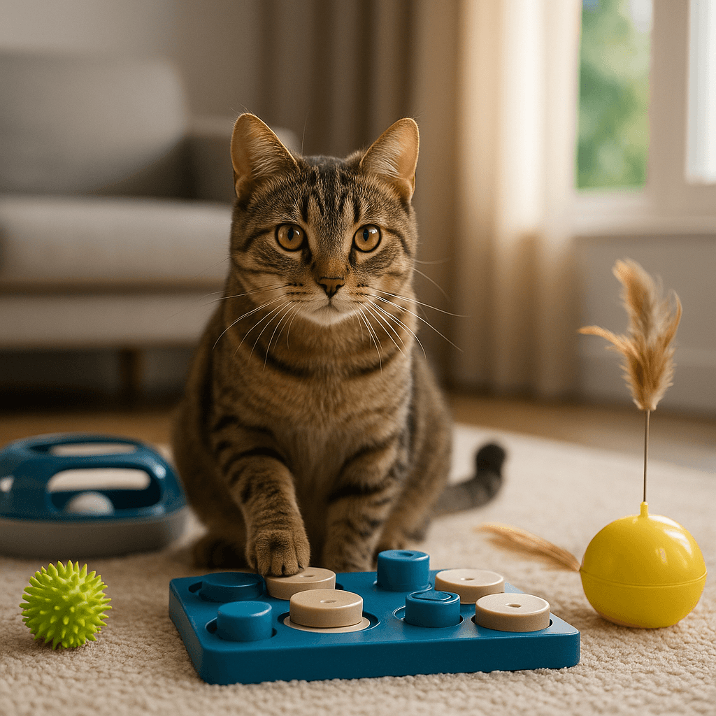 Stimulate your cat’s intelligence with puzzle and interactive toys at home