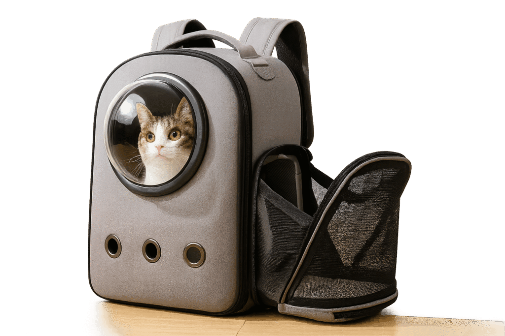 Expandable cat backpack carrier with transparent bubble window and mesh extension by EVERMOW.
