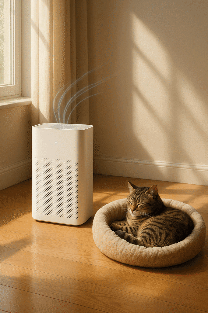 LEVOIT P350 purifying the grooming room.