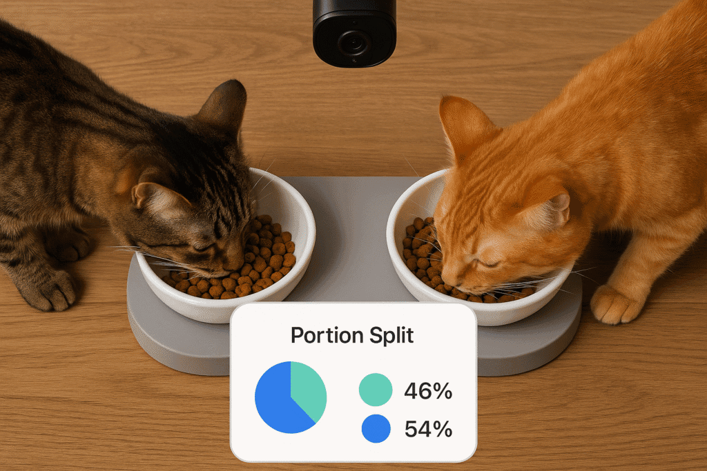 Petlibro Granary Dual bowls with camera confirming fair portions.