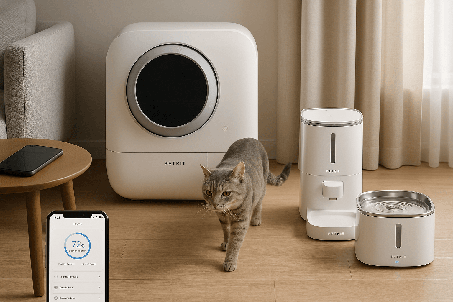 PETKIT Ecosystem 2025 with smart litter box, feeder, and fountain connected in one app