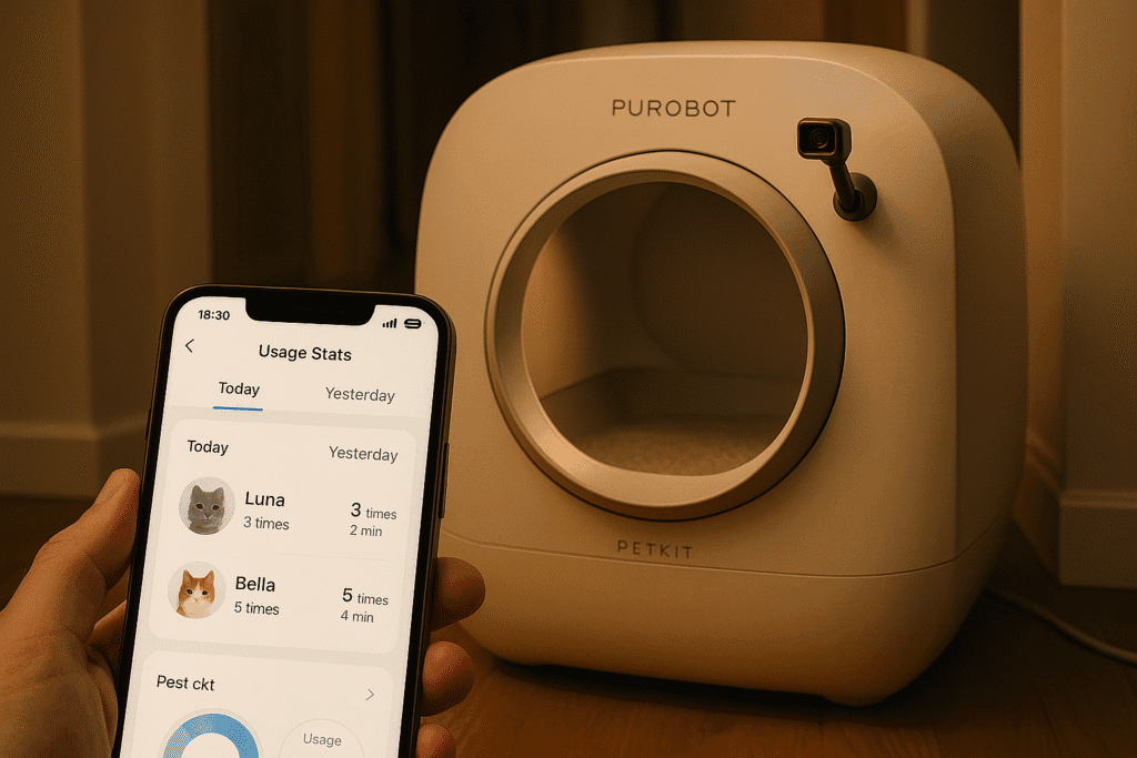 PETKIT PUROBOT Ultra smart litter box with AI monitoring in the PETKIT app