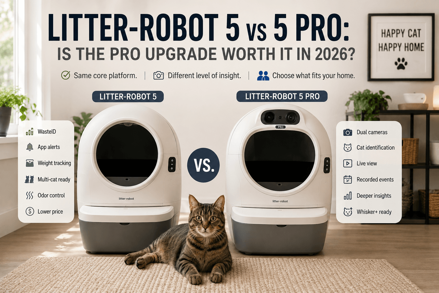 Litter-Robot 5 vs 5 Pro (2026): Are the Cameras Actually Worth It?