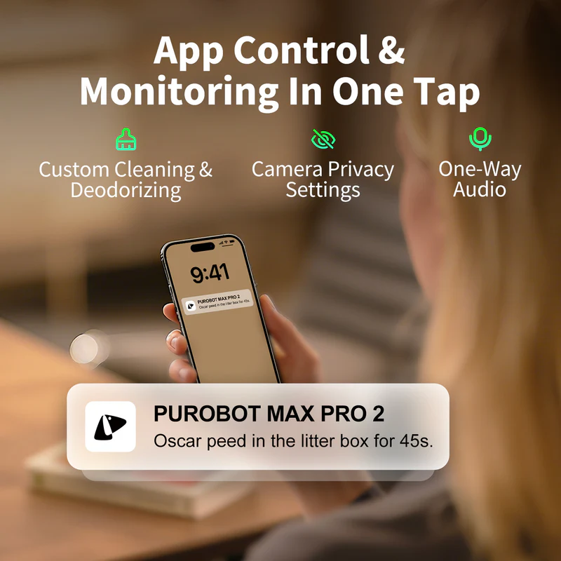 PETKIT Purobot Max Pro 2 AI camera monitoring compared with Litter-Robot 5 app-based weight and visit tracking.