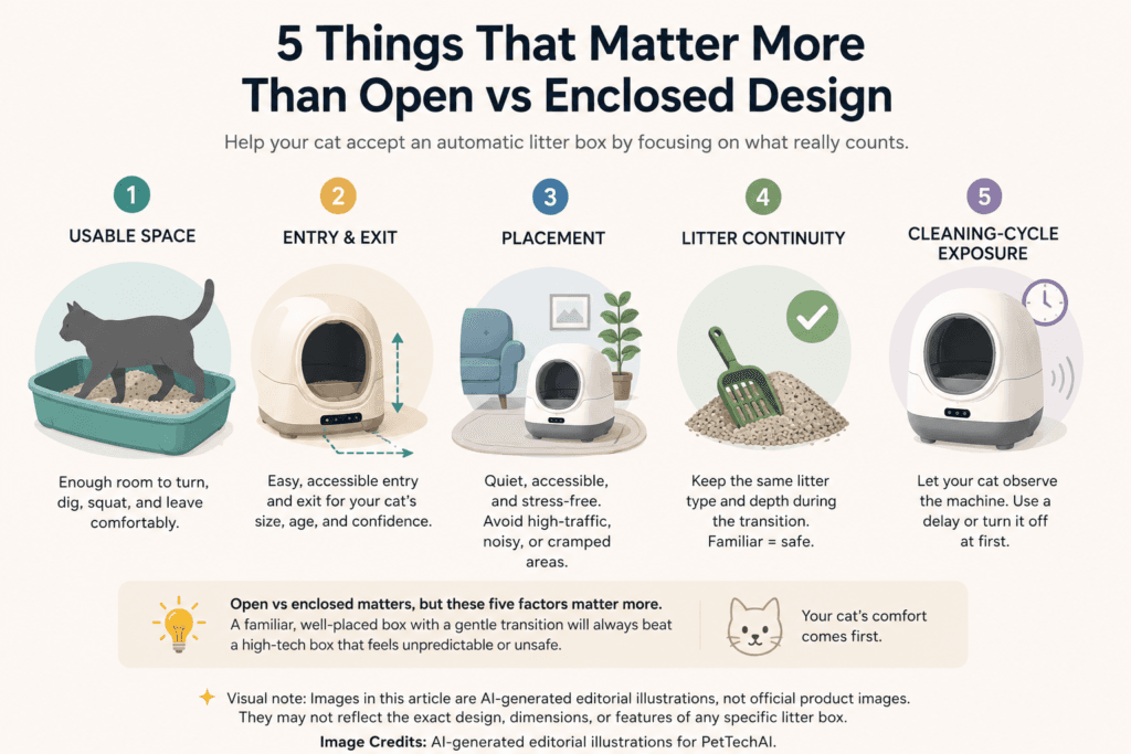 Five factors that affect cat adaptation to an automatic litter box